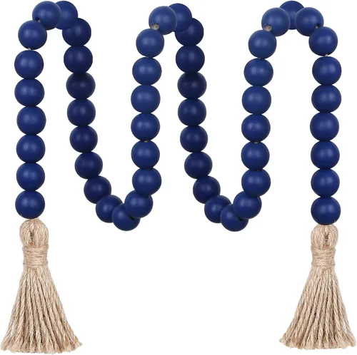 Vista 16 de Meplait - Guirnalda de cuentas de madera de 39 pulgadas estilo granja con borlas, cuentas versátiles de oración estilo boho chic para colgar