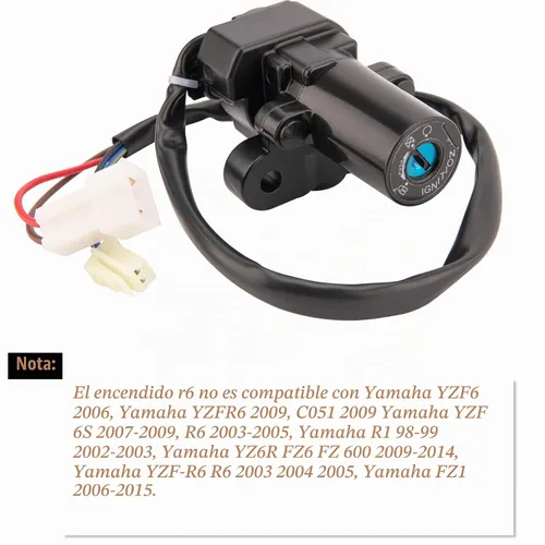 Vista 3 de Interruptor de encendido R6 compatible con Yamaha YZF R1 R6 Llave de Encendido 1992-2012 Tapa de Gas Cubierta de Bloqueo de Asiento Juego de llaves