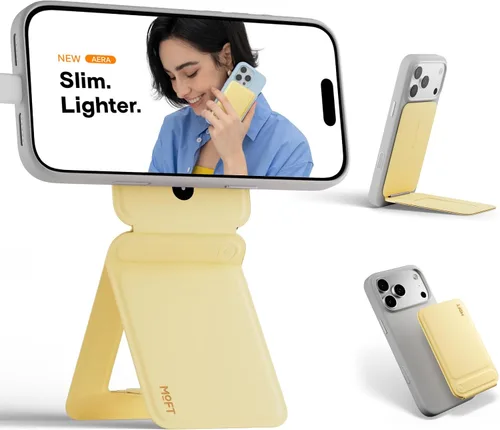Vista 38 de MOFT Soporte de trípode para teléfono para iPhone, soporte para iPhone multiángulo, soporte para teléfono ligero y portátil, imanes fuertes, cuero