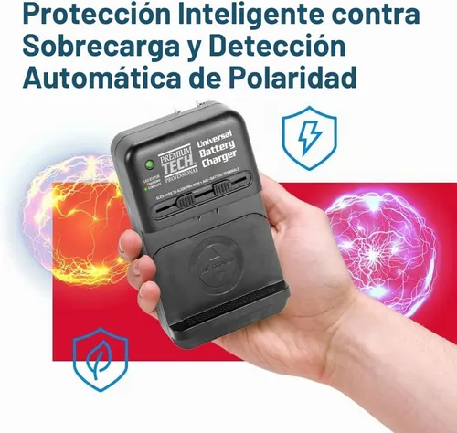 Vista 6 de Vidpro PT-UNV Cargador de batería universal de iones de litio – Cargador ajustable programable para viajes con protección contra sobrecarga