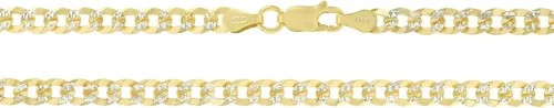 Vista 2 de Cadena cubana de oro de 14 quilates o rodio con corte de diamante para hombre 0.039 in-0.512 in de grosor Collares italianos sólidos 925 bordillos