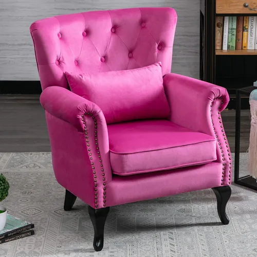 Vista 33 de Sillas de Brazo de Lectura Accent Sillas Midcentury Modernas Cómodas Silla de Sofá de Esquina, Silla de Club Wingback de Sala de Espera con Respaldo