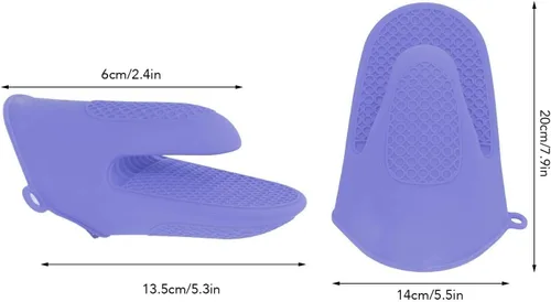 Vista 6 de Cyrank 2 pares de mini guantes de horno, guantes de silicona para horno de cocina, resistentes al calor y al deslizamiento, manoplas de horno