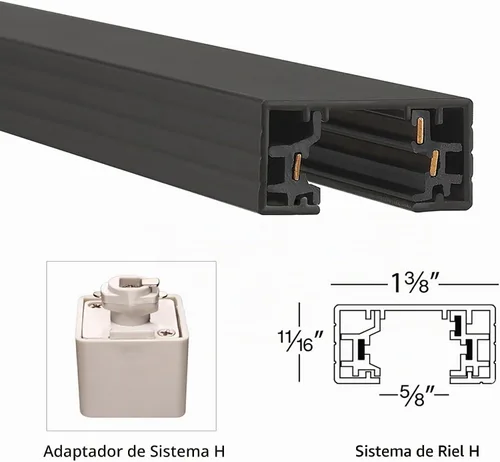 Vista 2 de WAC Lighting, H Track 6FT Circuito único 120V con 2 tapas finales en negro