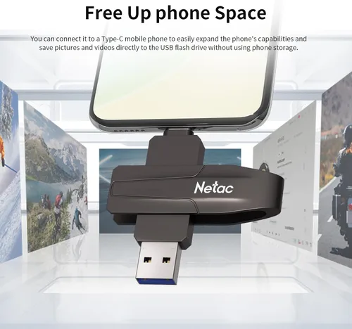 Vista 8 de Netac Unidad de estado sólido USB externa portátil de 128 GB de hasta 550 MB/s Tipo-c y USB 3.2 Interfaz dual para almacenamiento de datos