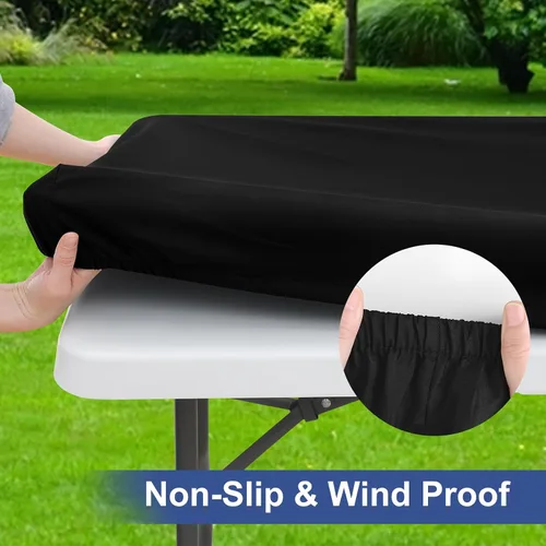 Vista 4 de Mantel rectangular elástico ajustable de 4 pies, funda de tela impermeable, mantel de poliéster lavable para cenas, fiestas, otoño