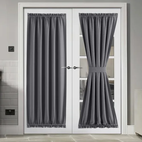 Vista 39 de NICETOWN Cortinas de Lino para Puerta Lateral - Cortinas Opacas con Aislamiento Térmico para Puerta Delantera Francesa para Sombra Pequeña