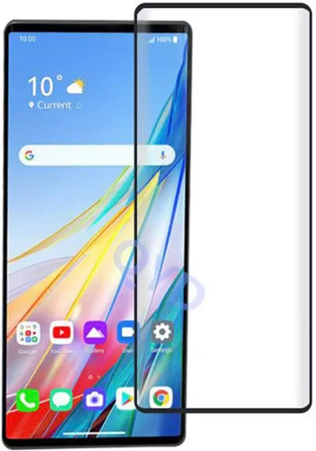 Vista 8 de Película de vidrio templado + cubierta para LG Wing [6.80 pulgadas], protector de pantalla y carcasa rígida a través de plástico negro