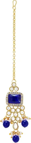 Vista 5 de Aheli Juego de collar largo Kundan chapado en oro para mujer