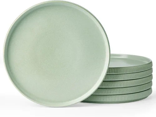 Vista 11 de famiware Star Platos de Ensalada para 6, Juego de Platos de 8 Pulgadas, Vajilla de Gres, Platos Pequeños para Postre, Ensalada, Aperitivo, Blanco
