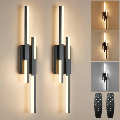 Vista 10 de Benkut - Aplique de pared LED moderno negro remoto para baño