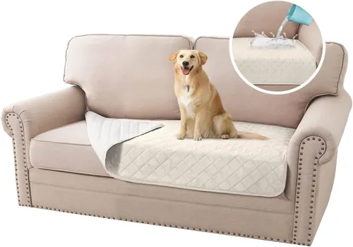 Vista 10 de H.VERSAILTEX Fundas de sofá de 2 plazas para perros, 100 % impermeables, con correas elásticas para mascotas y gatos (sofá biplaza, marrón)