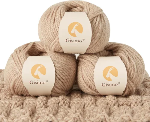 Vista 20 de 100% lana de merino para tejer, 3 capas de lana lujosa y suave para tejer a mano y ganchillo (ámbar, 1 bola)