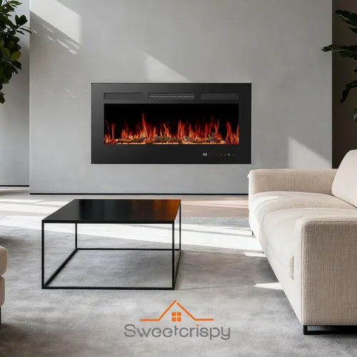 Vista 7 de [Usado] Sweetcrispy Insert de Chimenea Eléctrica de 36", Chimenea Empotrada y Montada en la Pared, Calentador de Chimenea Independiente de 1500W