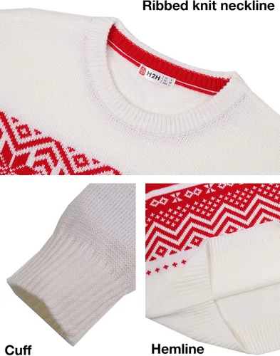 Vista 4 de H2H - Suéteres navideños tejidos sin botones para hombre, estilo casual, ajustado, para Navidad