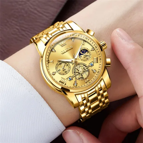 Vista 9 de OLEVS Relojes para hombre de plata, reloj de cronógrafo de acero inoxidable para hombre, reloj analógico de cuarzo de cara grande para hombre