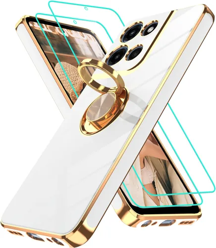 Vista 84 de Funda para Motorola Moto G 5G 2024: Funda Moto G Play 5G 2024 con 2 piezas de protectores de pantalla, soporte de anillo de rotación de 360°
