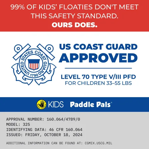 Vista 2 de Body Glove Paddle Pals - Chaleco salvavidas para niños aprobado por la Guardia Costera para aprender a nadar PFD