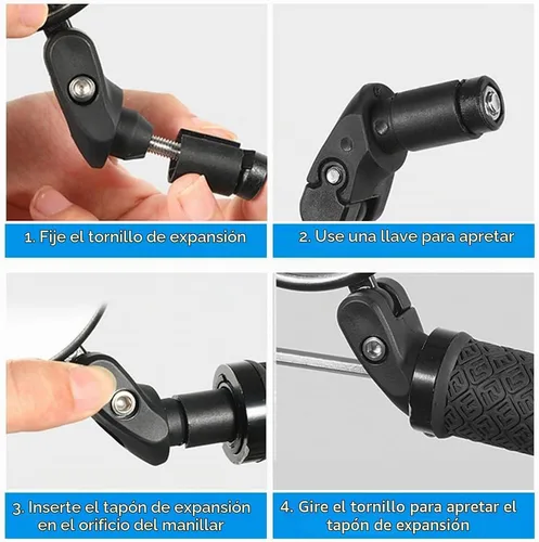 Vista 5 de Espejos para manillar para bicicleta, 1 espejo retrovisor de bicicleta HD, espejo convexo ajustable montado en el manillar con llave Allen