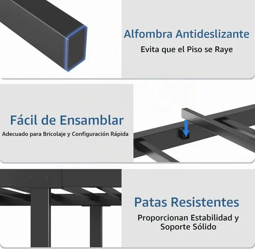 Vista 9 de DynJest Base de cama negra de tamaño individual con luces LED, cama de metal resistente con cabecera y piecero, estante de almacenamiento con Negro