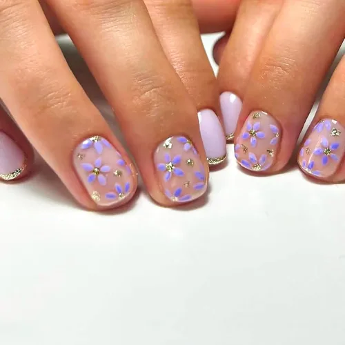Vista 10 de Uñas postizas a presión con punta francesa verde, uñas postizas cuadradas cortas con diseños de cuentas de flores en 3D, uñas de verano, uñas Verde