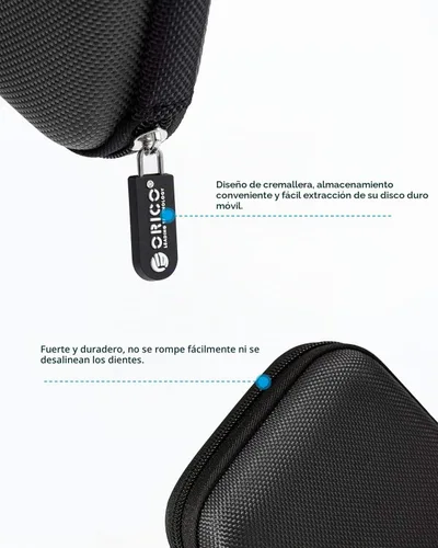 Vista 4 de ORICO Estuche para disco duro de 2.5 pulgadas, bolsa de transporte de almacenamiento de unidad externa, impermeable, a prueba de golpes