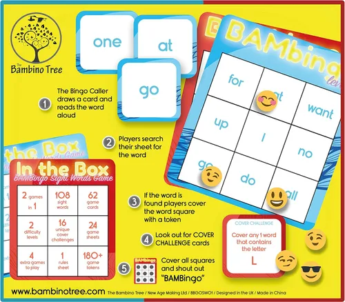 Vista 2 de Juego de bingo de palabras de vista THE BAMBINO TREE Nivel 1 y 2 - Juegos educativos para niños - Aprende a leer vocabulario para jardín de infantes
