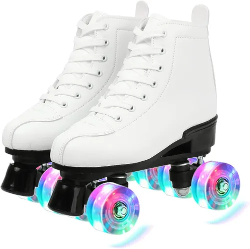 Vista 5 de XUDREZ - Patines clásicos de cuero de doble fila con diseño alto para mujeres y hombres