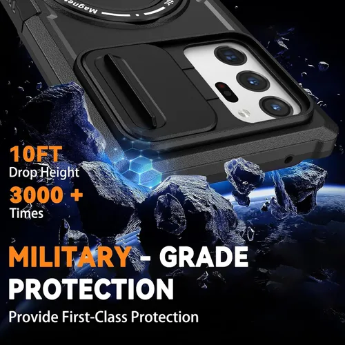 Vista 4 de Funda magnética para Samsung Galaxy Note 20 Ultra con soporte de anillo [con protector de pantalla] [Compatible con carga inalámbrica MagSafe] Funda