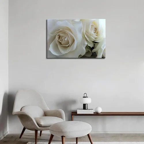 Vista 5 de First Wall Art - Enormes rosas en blanco puro arte de la pared pintura imágenes impresas en lienzo flor la imagen para decoración moderna del hogar