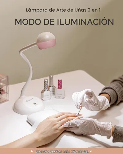 Vista 3 de MelodySusie - Lámpara de uñas de cuello de cisne 360° 2 en 1 S-Pro09M para trabajos de detalle 60s Timer, 2000mAh Battery, 6h Runtime, One-Touch