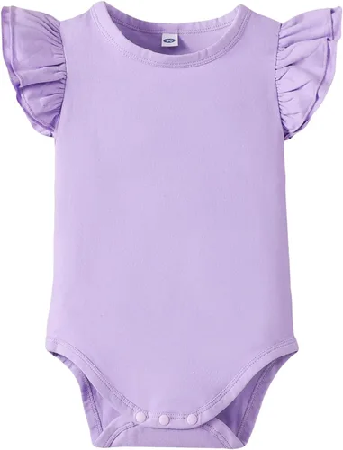 Vista 12 de Magic Park 0-24M Mameluco para bebé niña, traje de una pieza para bebé niña de color sólido, camiseta con volantes para niña, camiseta para bautizo