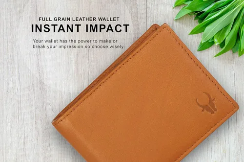 Vista 7 de WILDHORN Cartera de cuero genuino de grano superior protegido RFID para hombres, Coñac