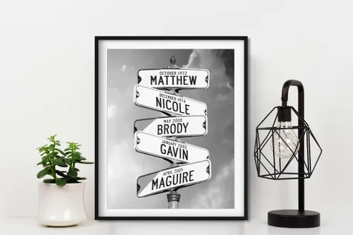 Vista 9 de VIRAGIL Lienzo personalizado con nombre de calle familiar, póster personalizado para decoración del hogar y sala de estar, arte de pared