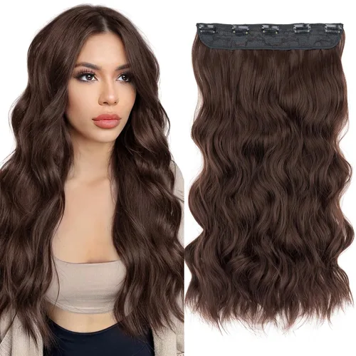 Vista 33 de S-noilite Extensiones de cabello de una pieza con clip, color rubio balayage de 18 pulgadas, en forma de U, extensiones de cabello de trama de una