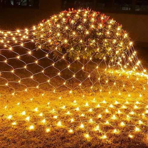 Vista 6 de FUNPENY Luces de Red LED de Navidad 360, 12 pies x 5 pies, Luces de Cadena de Navidad para Exteriores de Cable Transparente, 8 Modos, Impermeable