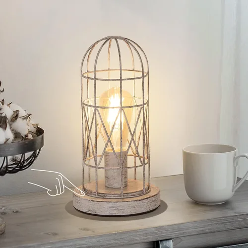 Vista 13 de Pequeña Lámpara Industrial, Lámpara de Mesa de Control Táctil Regulable de 3 Vías, Lámpara Edison Steampunk de Hierro Rústico Vintage, Lámpara