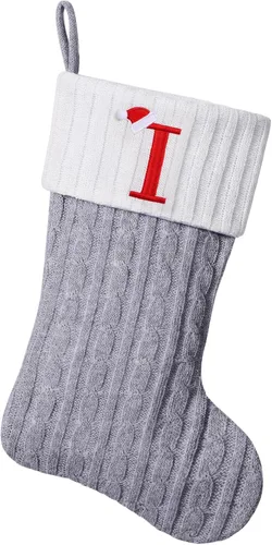 Vista 68 de Medias de Navidad personalizadas de 19 pulgadas con iniciales bordadas, medias de Navidad de punto negro para decoraciones de vacaciones familiares