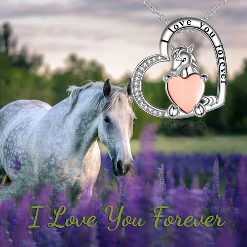 Vista 5 de YFN Collar de plata de ley S925 con colgante de corazón, unicornio, dragón, lobo, zorro, regalo para mujeres y niñas, Plata esterlina, Circonia