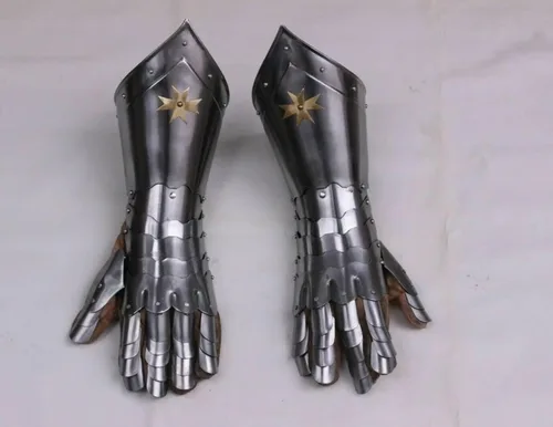 Vista 2 de Title Medieval Knight Gothic Pair Of Gauntlets Gloves Armor Steel IP Cosplay Halloween