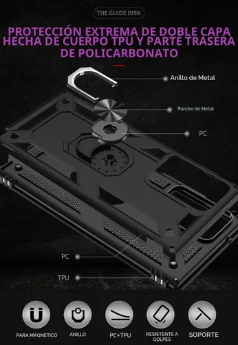 Vista 3 de Note 20 Ultra - Funda para Samsung Note 20 Ultra, con anillo de soporte, soporte ajustable, grado militar, protección resistente, a prueba de Negro