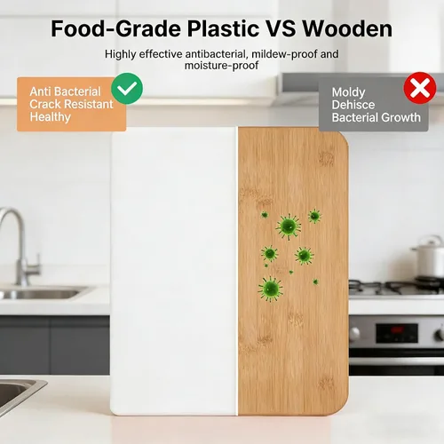 Vista 4 de CLIVIA Tabla de cortar de grado comercial para cocinas, juego de tablas de cortar, tabla de cortar de plástico, 16 x 12 x 1/2 pulgadas, 1 unidad