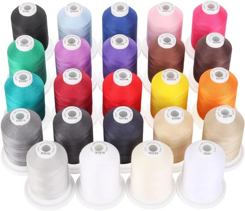 Vista 18 de New brothread - 18 opciones - Hilos de algodón 100% mercerizado multiusos 50S/3 600M (660Y) cada carrete para acolchado, serger, costura y bordado