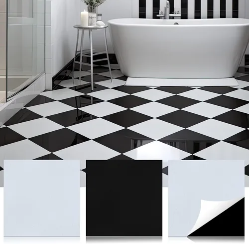 Vista 14 de Spiareal 48 piezas de azulejos de despegar y pegar para el suelo de vinilo de 12 x 12 pulgadas, autoadhesivos, impermeables, de bricolaje para baño