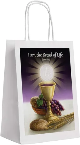 Vista 3 de Christian Brands Favors, Bread of Life - Bolsas de regalo de agradecimiento para patrocinadores y padrinos, envoltura para regalos comuniantes, 9