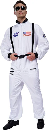 Vista 5 de Maxim Party Supplies Disfraz de astronauta para hombre con parches bordados y bolsillos para adultos