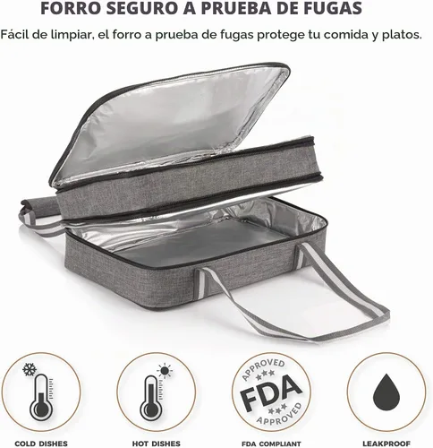 Vista 6 de Stack Store Plus More Cazuela aislada para alimentos calientes o fríos, soporte para lasaña para picnic, comida, cocina, se adapta a platos de horno
