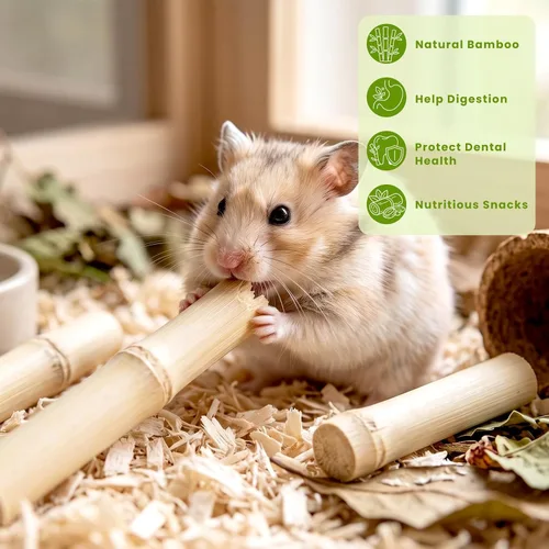 Vista 4 de 1 LB Sweet Bamboo Sticks for Rabbits, Teeth Grinding Chew Toys