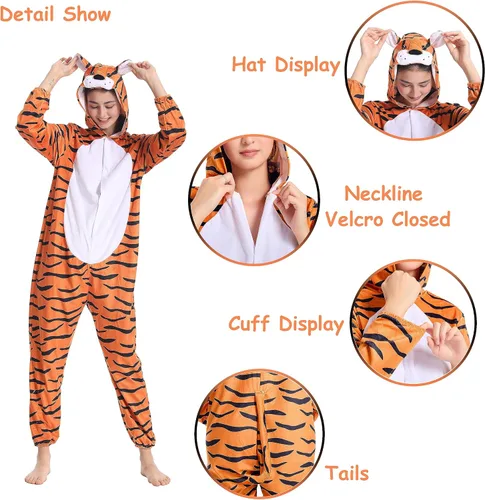 Vista 2 de Unisex Animals Costume AdultPlush Hooded Animals Onesie Homewear AdultsHalloween Christmas Jumpsuit Women & Men