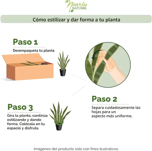 Vista 4 de Nearly Natural, Green 4855 35 pulgadas. Sansevieria con maceta negra